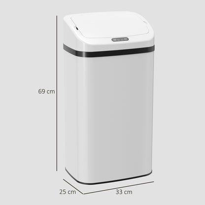 48L Sensor Bin, Stainless Steel Kitchen Bin with Automatic Soft Close Lid and Fingerprint-Proof for Recycling and Waste, White