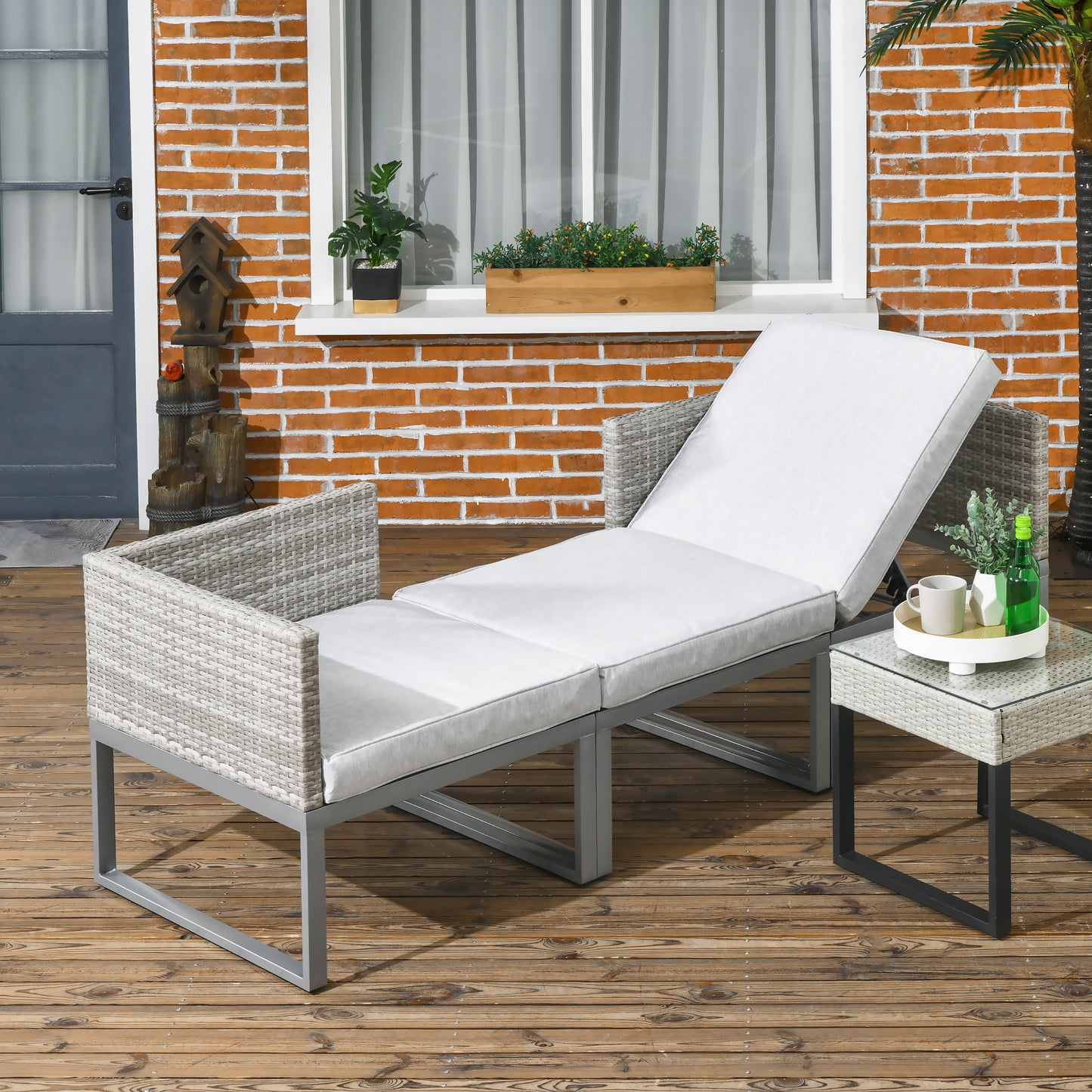 3-in-1 Chair Coffee Table Lounger Seater Sofa w/ Steel Frame Furniture