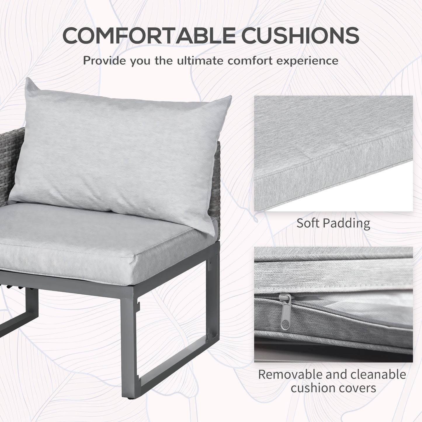 3-in-1 Chair Coffee Table Lounger Seater Sofa w/ Steel Frame Furniture