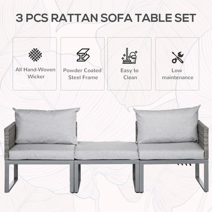 3-in-1 Chair Coffee Table Lounger Seater Sofa w/ Steel Frame Furniture