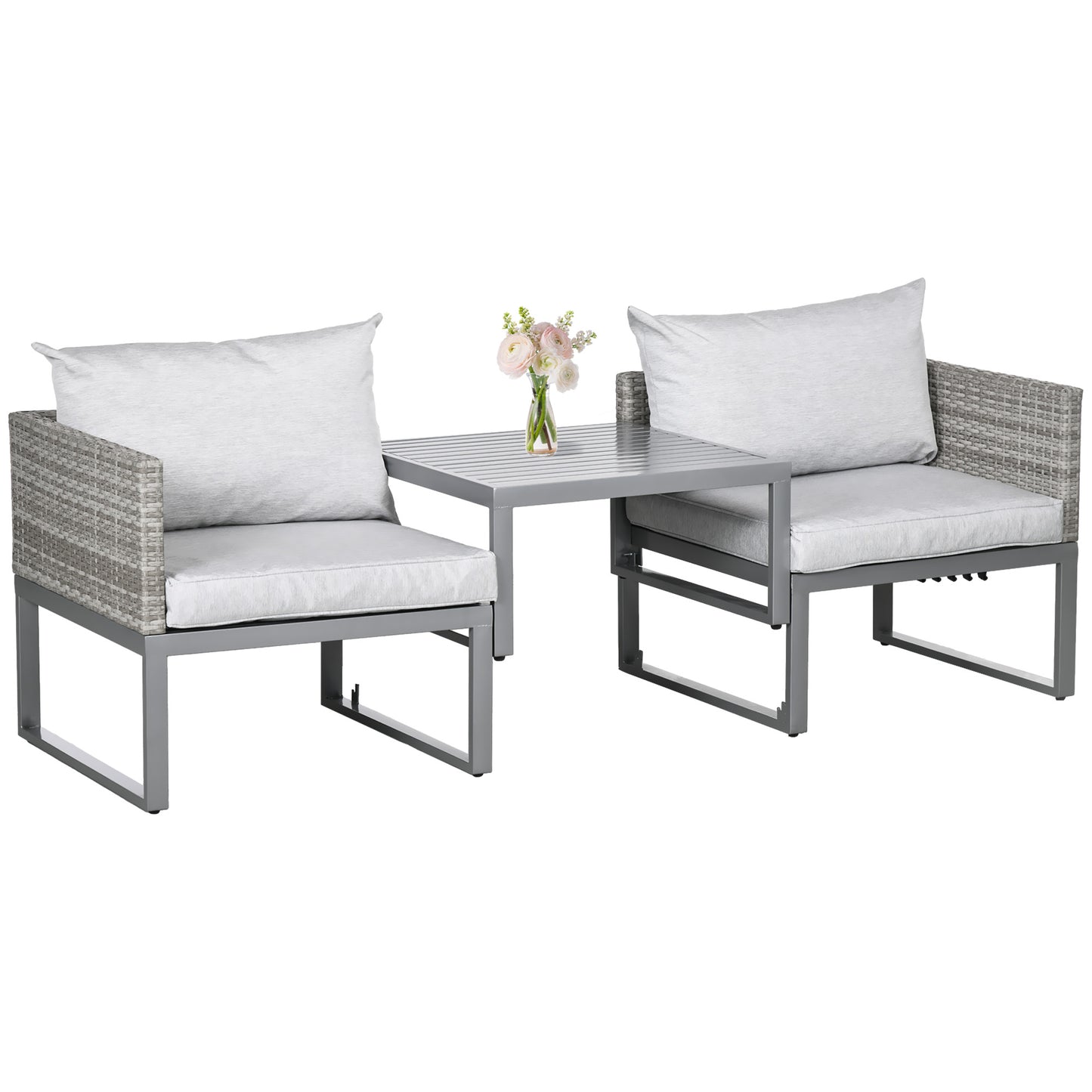 3-in-1 Chair Coffee Table Lounger Seater Sofa w/ Steel Frame Furniture