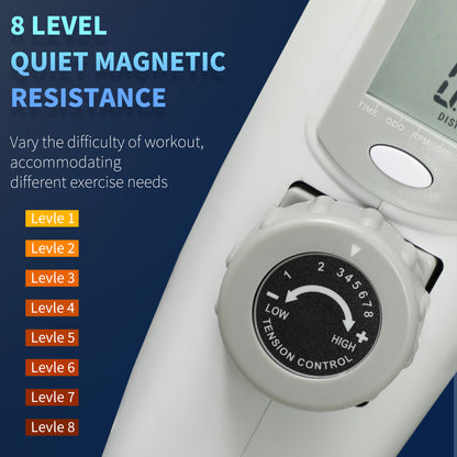 Pedal Exerciser with 8-Level Magnetic Resistance, White
