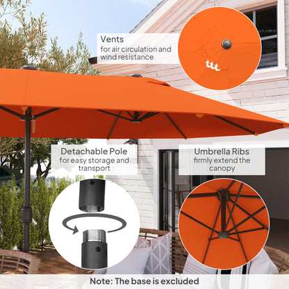 Sun Umbrella Canopy Double-sided Crank Sun Shade 4.6M Orange