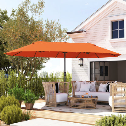 Sun Umbrella Canopy Double-sided Crank Sun Shade 4.6M Orange