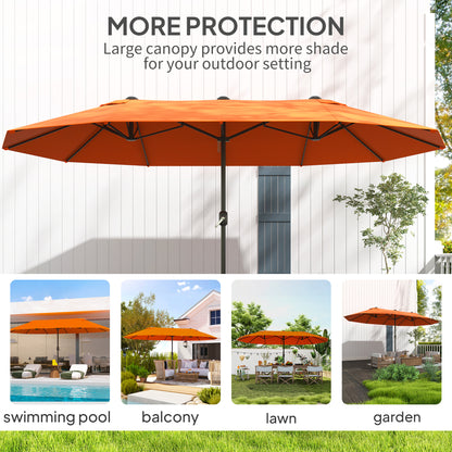 Sun Umbrella Canopy Double-sided Crank Sun Shade 4.6M Orange