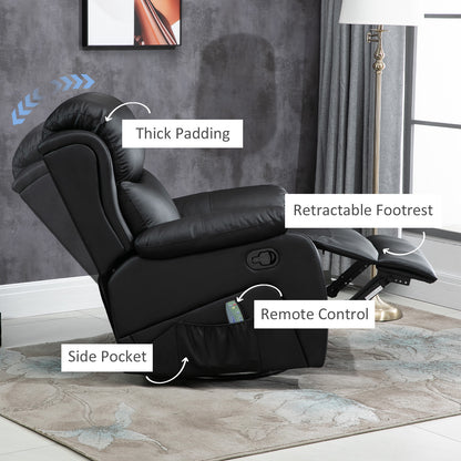 Massage Recliner Chair Manual Reclining Chair with Footrest Remote Black
