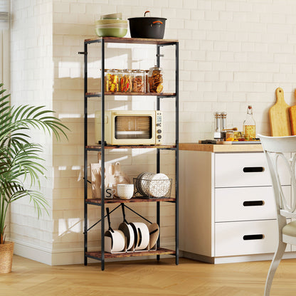 Industrial Bookshelf, Freestanding Bookcase, Rustic Brown and Black