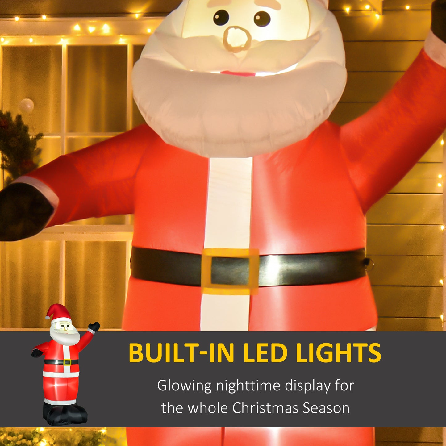 Inflatable 8ft Tall Santa Claus Xmas Decoration Airblown Yard LED Light