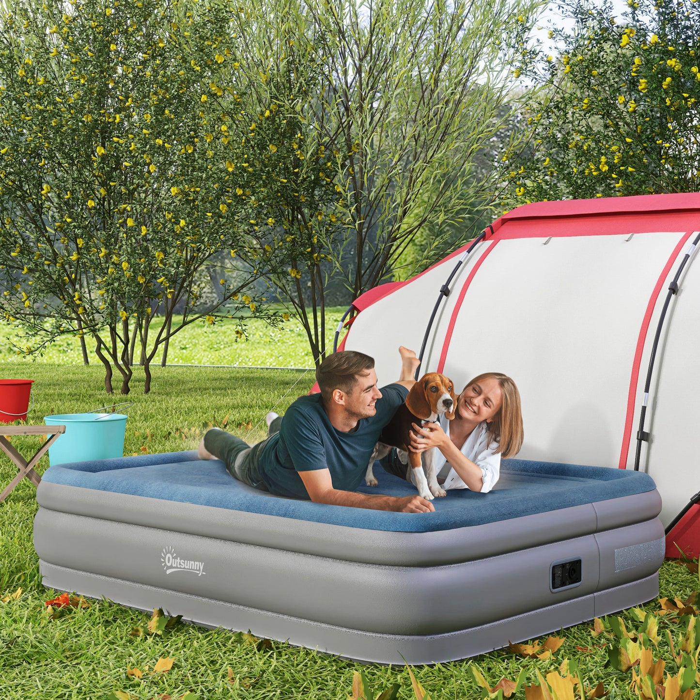 King-Size Inflatable Mattress, with Built-In Electric Pump and Bag