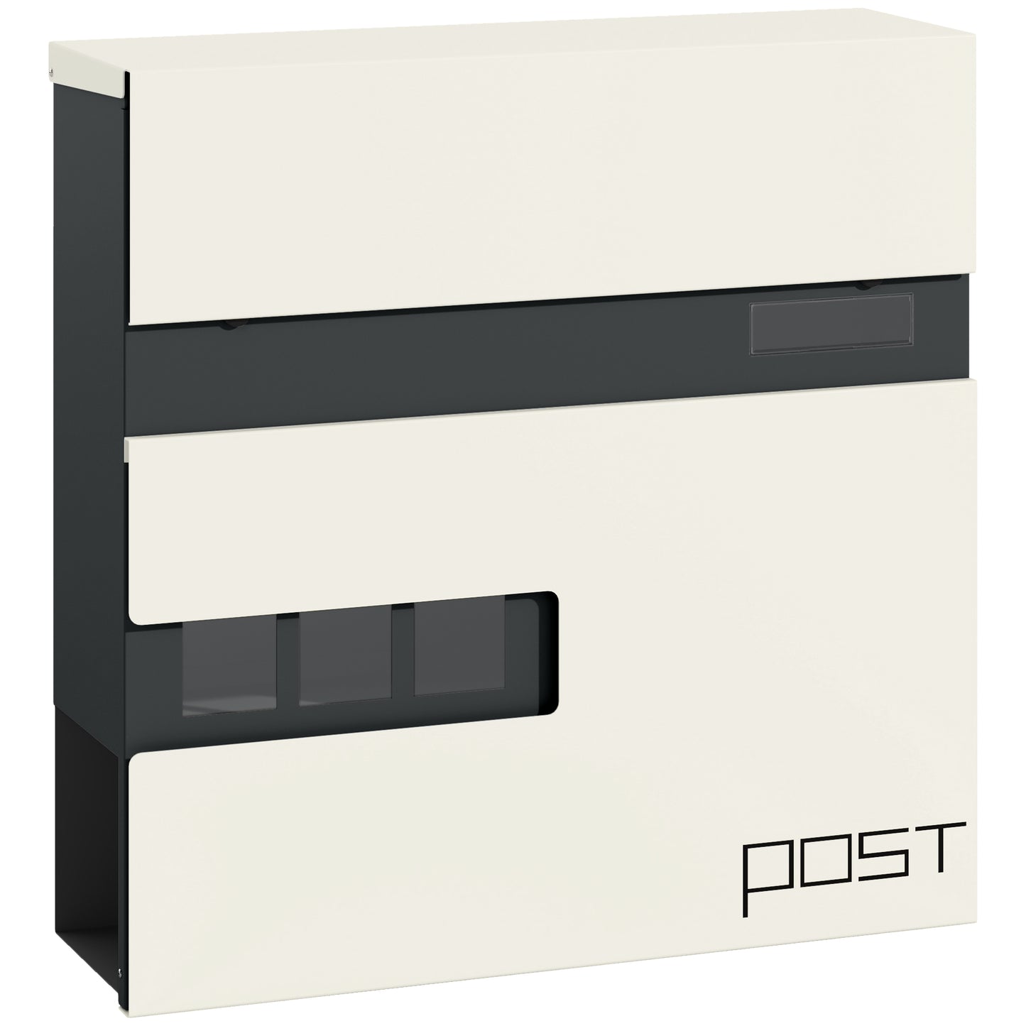 Wall Mounted Post Box, Weatherproof Letterbox with Lock, White