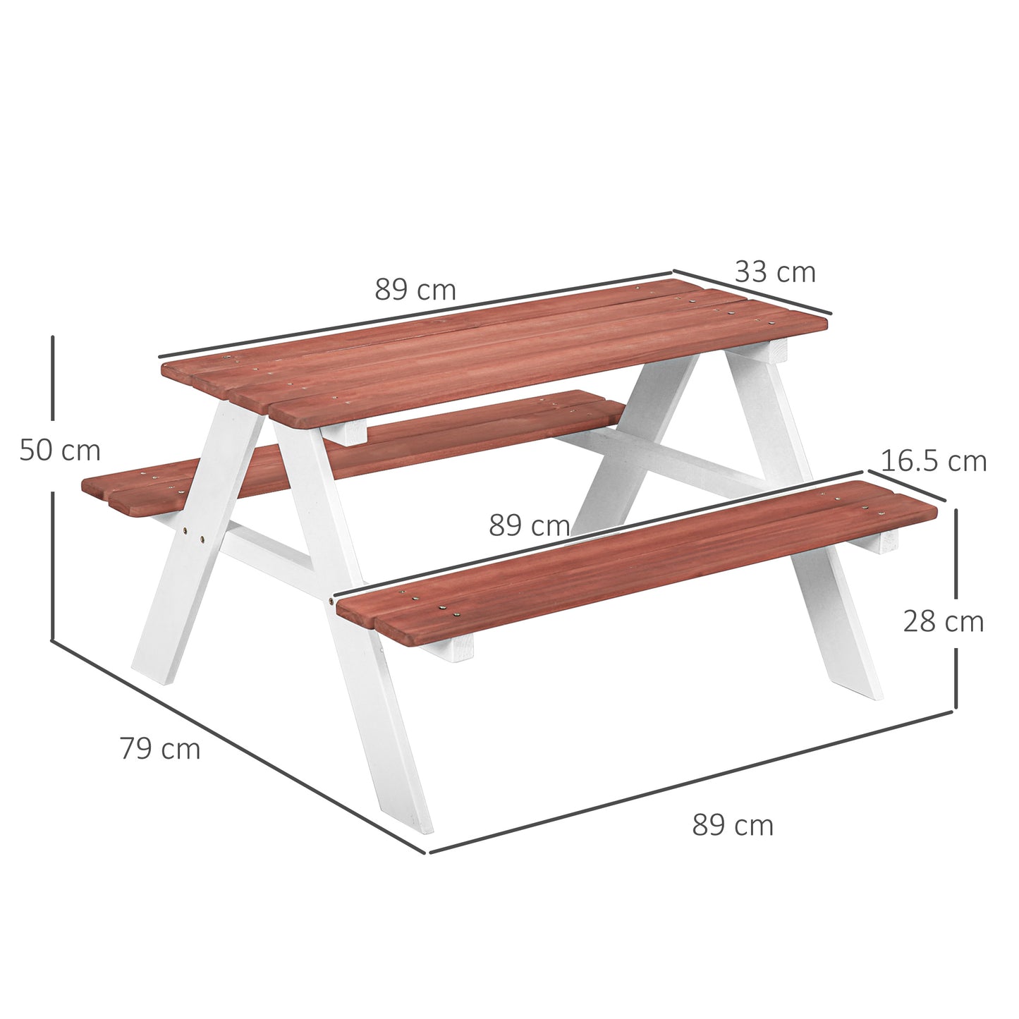 Kids Picnic Table, Wooden Table and Bench Set for 3-8 Years, Brown