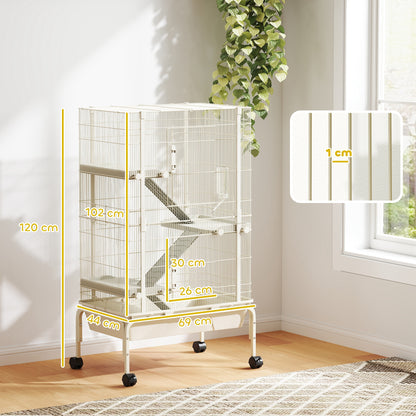 4-Level Rolling Small Animal Cage, Rabbit Cage with 15cm Deep Bottom