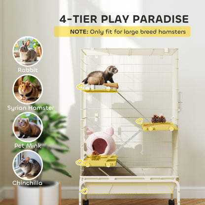 4-Level Rolling Small Animal Cage, Rabbit Cage with 15cm Deep Bottom