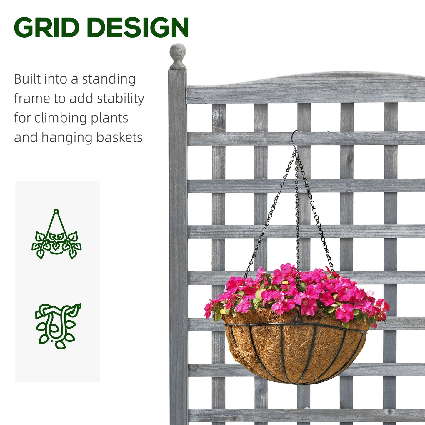 Raised Garden Bed with Trellis Garden Planters Indoor Grey
