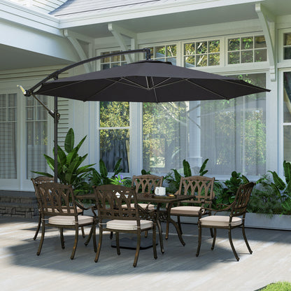 3(m) Garden Banana Parasol Cantilever Umbrella w/ Base, Black
