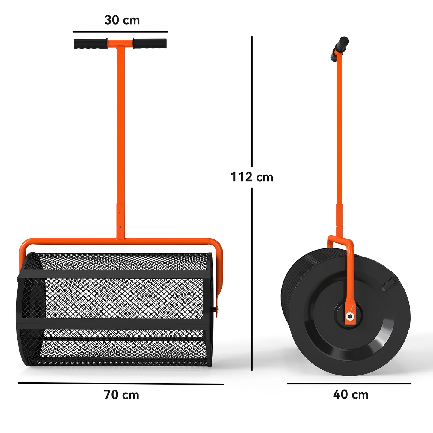 Compost Spreader, 24" Garden Spreader w/ Height Adjustable Handle