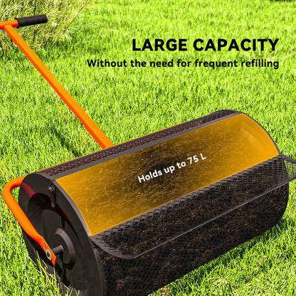 Compost Spreader, 24" Garden Spreader w/ Height Adjustable Handle
