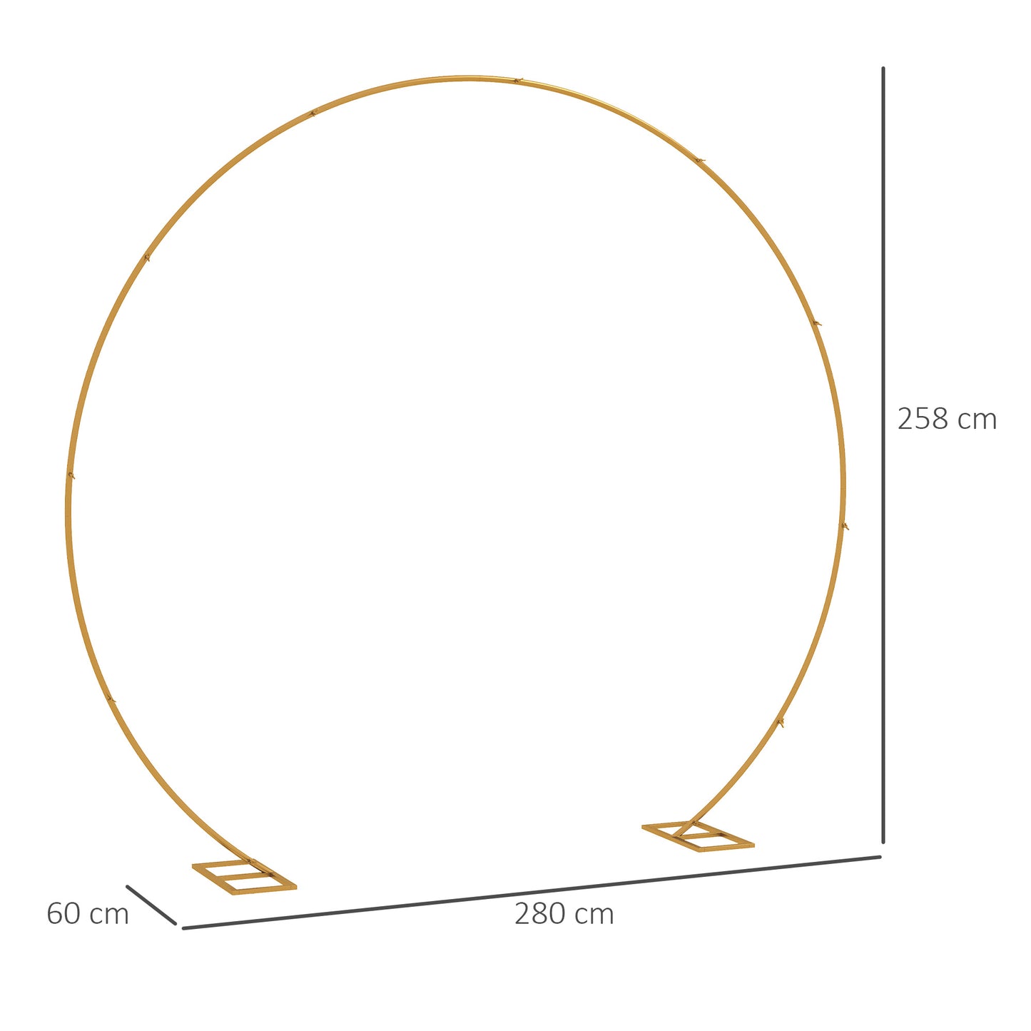 280cm Gold Tone Wedding Arch Round Backdrop Stand for Birthday Party