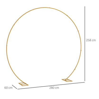 280cm Gold Tone Wedding Arch Round Backdrop Stand for Birthday Party