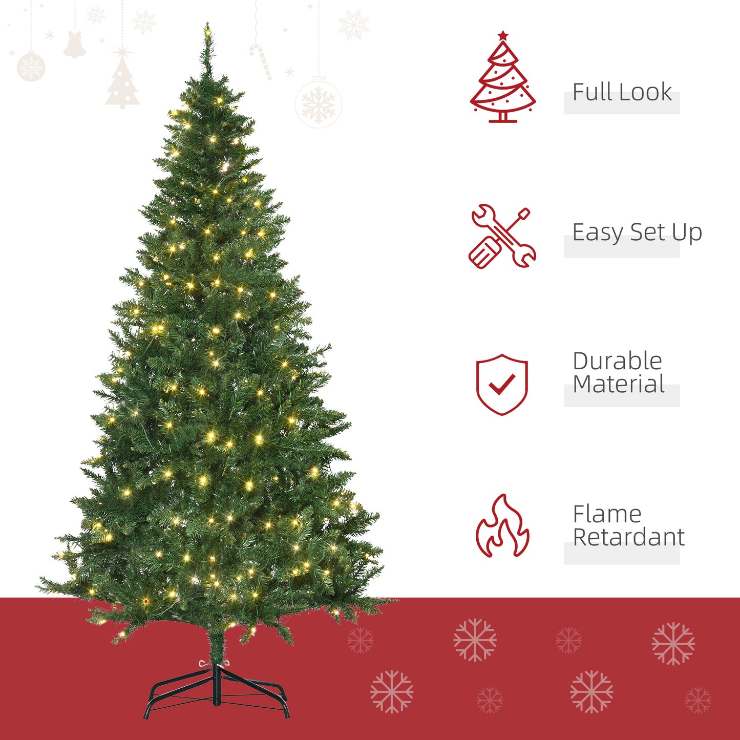 6FT Prelit Artificial Christmas Tree w/ Warm White Light Xmas Decoration