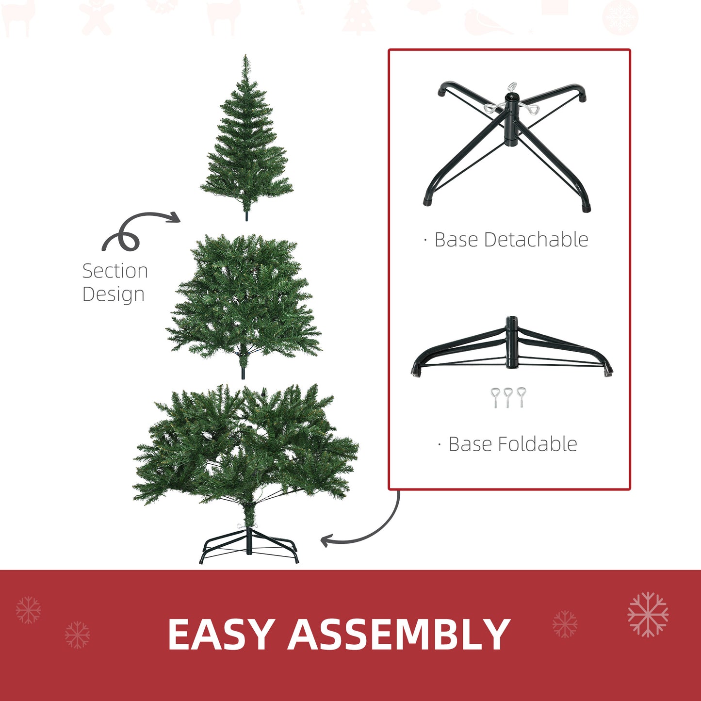 6FT Prelit Artificial Christmas Tree w/ Warm White Light Xmas Decoration