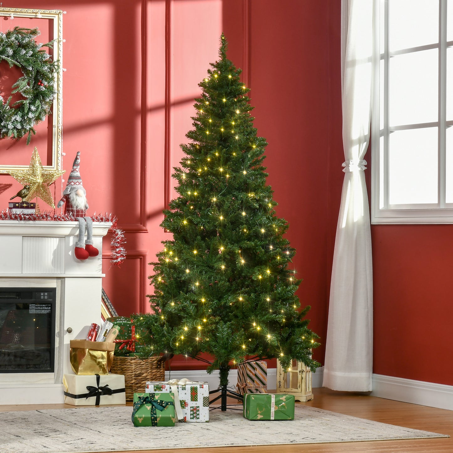 6FT Prelit Artificial Christmas Tree w/ Warm White Light Xmas Decoration