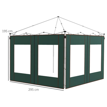 Gazebo Side Panels, 2 Pack Sides Replacement, for 3x3(m) or 3x6m Pop Up Gazebo, with Doors and Windows, Green