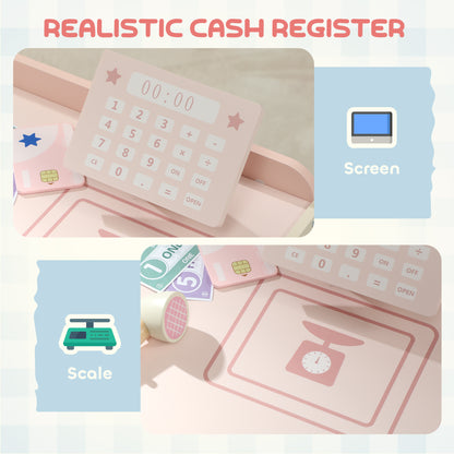 Kids Grocery Store, Pretend Play Shop with Cash Register, Pink