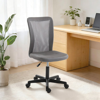 Vinsetto Armless Office Chair, Swivel Desk Chair w/ Adjustable Height Grey