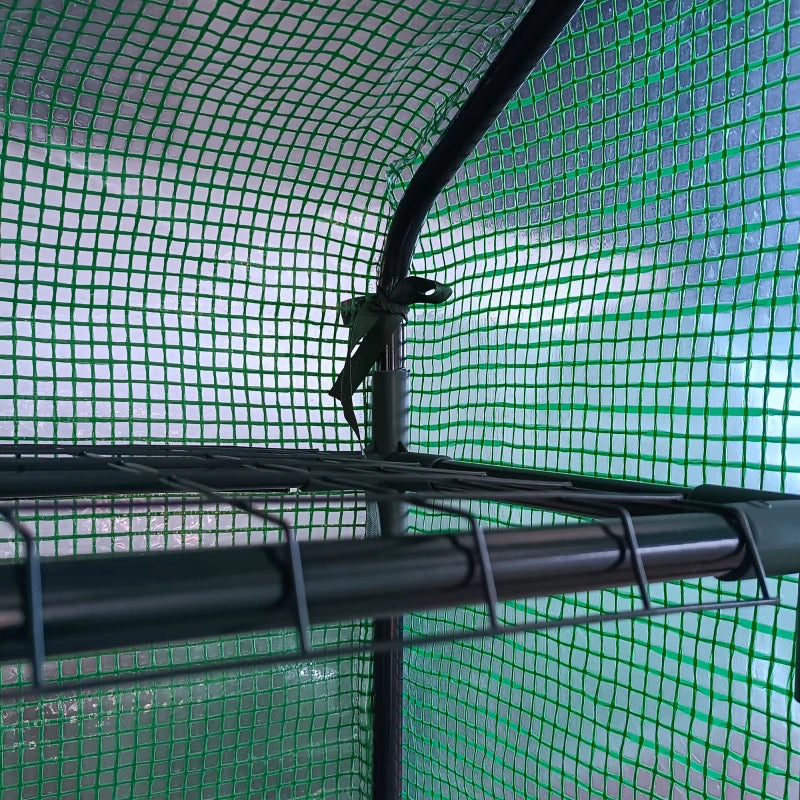 Walk-in Greenhouse with 4 Tier 24 Shelves, Portable Grow House with Roll-up Door, 244 x 180 x 210cm, Green