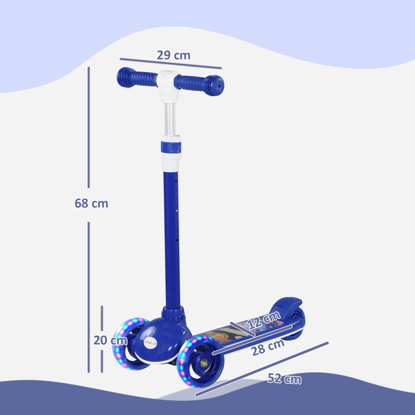 Kids 3 Wheel Scooter for 2-6 Years Old w/ Adjustable Height, Blue