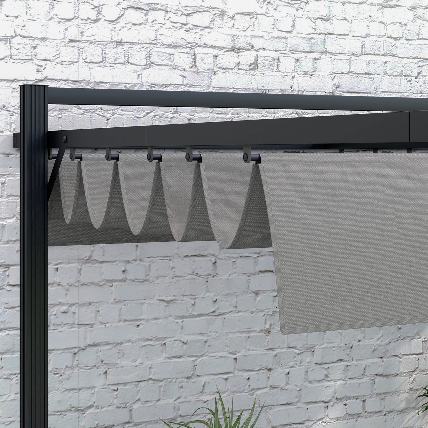 3 x 3(m) Retractable Pergola, Garden Gazebo Shelter with Aluminium Frame, for Grill, Patio, Deck, Grey