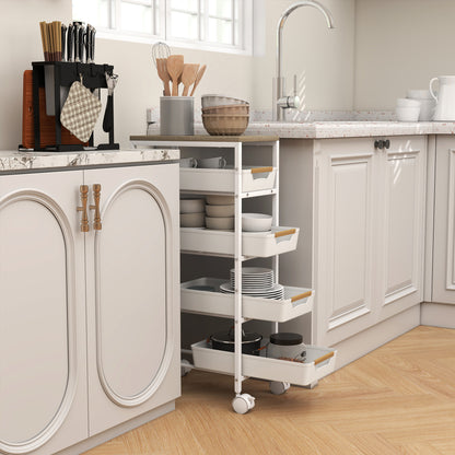Kitchen Storage Trolley Mobile Utility Cart for Kitchen Office White