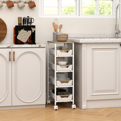 Kitchen Storage Trolley Mobile Utility Cart for Kitchen Office White