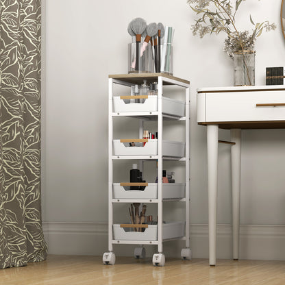 Kitchen Storage Trolley Mobile Utility Cart for Kitchen Office White