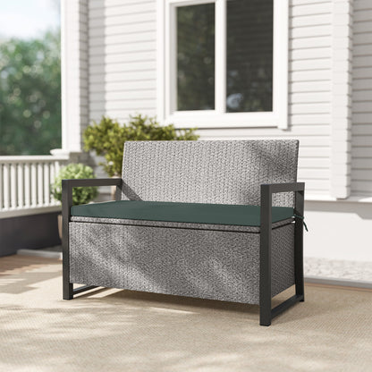 Rattan Garden Bench with Storage, Inner Bag, 151.5L Outdoor Bench