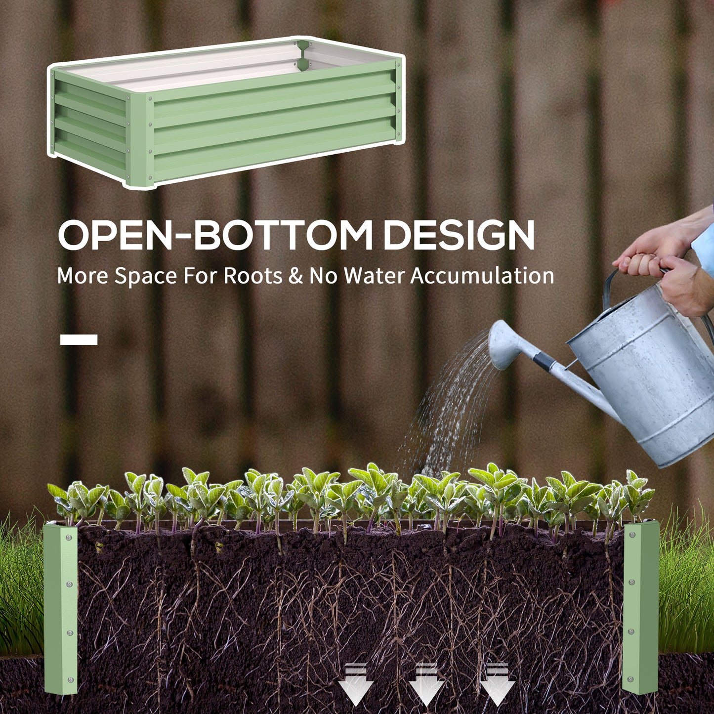 Raised Garden Bed Elevated Planter Box for Flowers Light Green