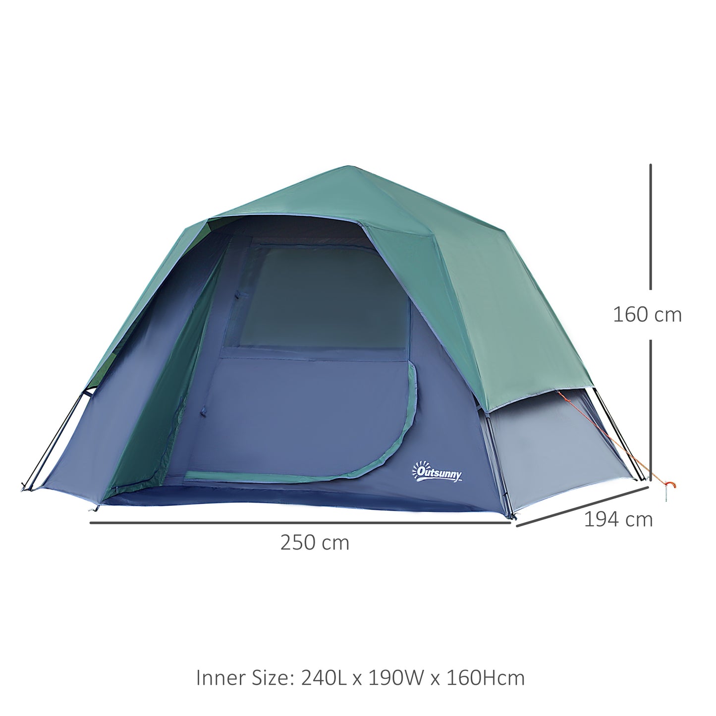 Fibreglass Frame 3/4 Person Lightweight Camping Tent Green