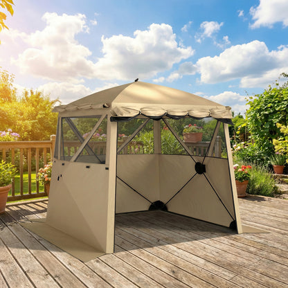Pop Up Gazebo Waterproof with Awning 2 x 2 m Khaki