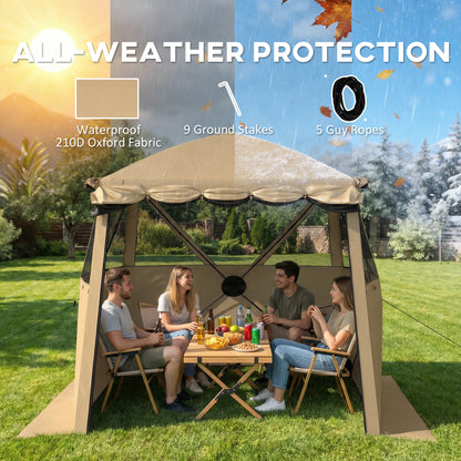 Pop Up Gazebo Waterproof with Awning 2 x 2 m Khaki