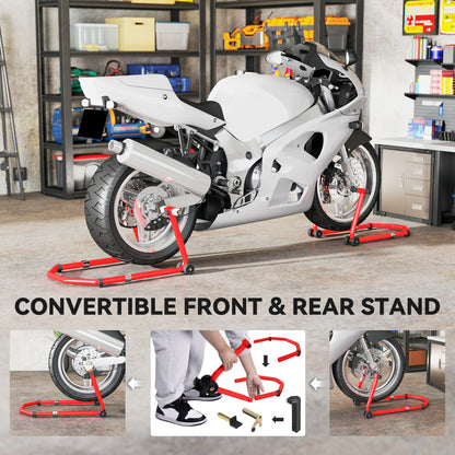Motorcycle Stand, 390 kg Front/Rear Paddock Stand, Red