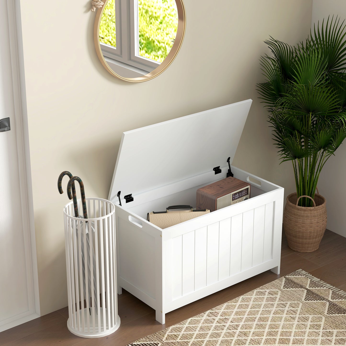 Storage Chest with 2 Safety Hinges, Storage Bench for Living Room