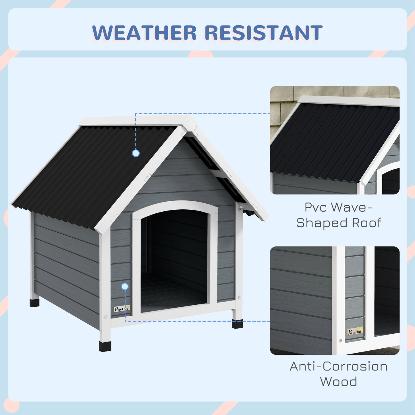 Dog Kennel Outdoor Dog House w/ Removable Floor, for Medium Dogs