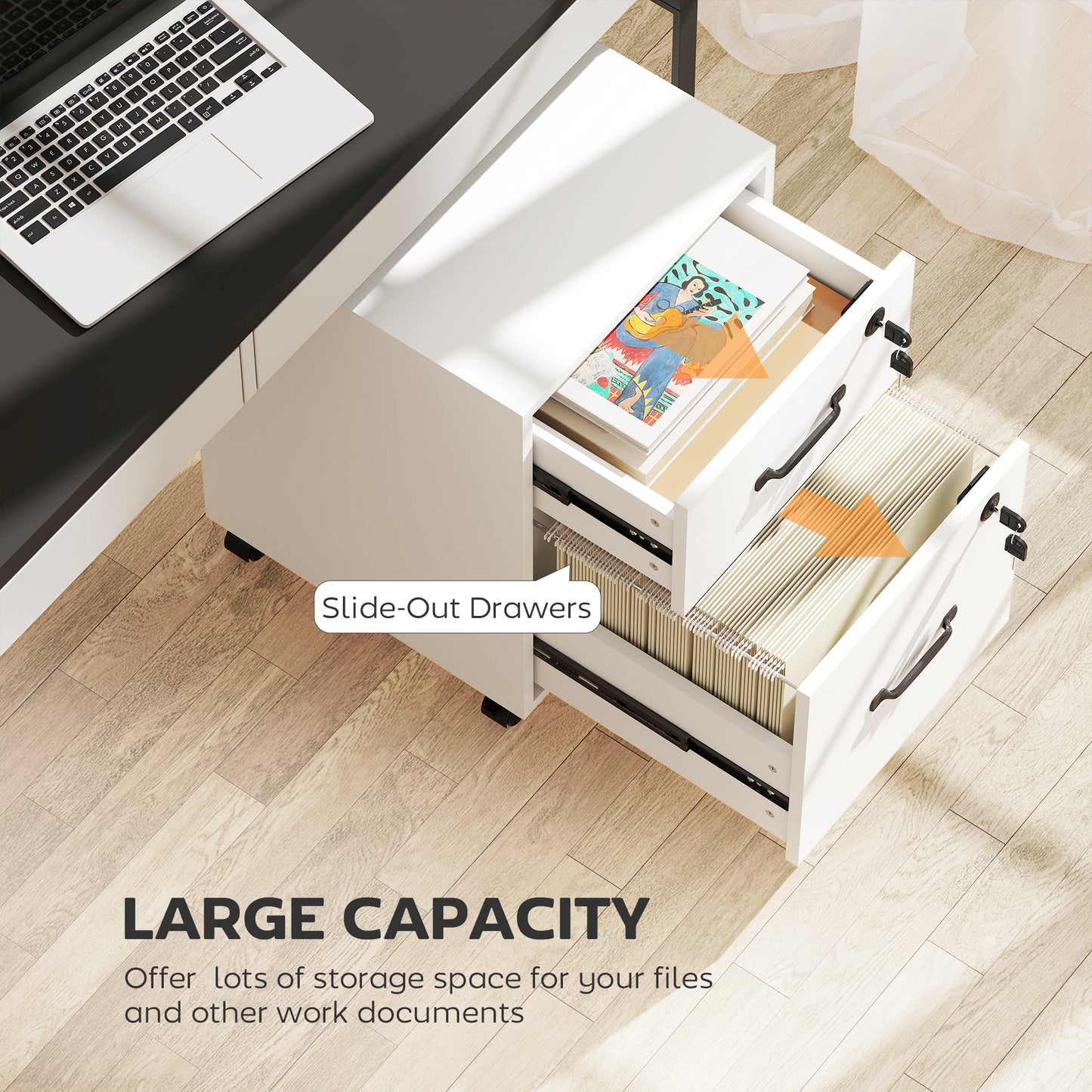Tall Bookcase, 6-Tier Bookshelf with 3 Adjustable Shelves, White