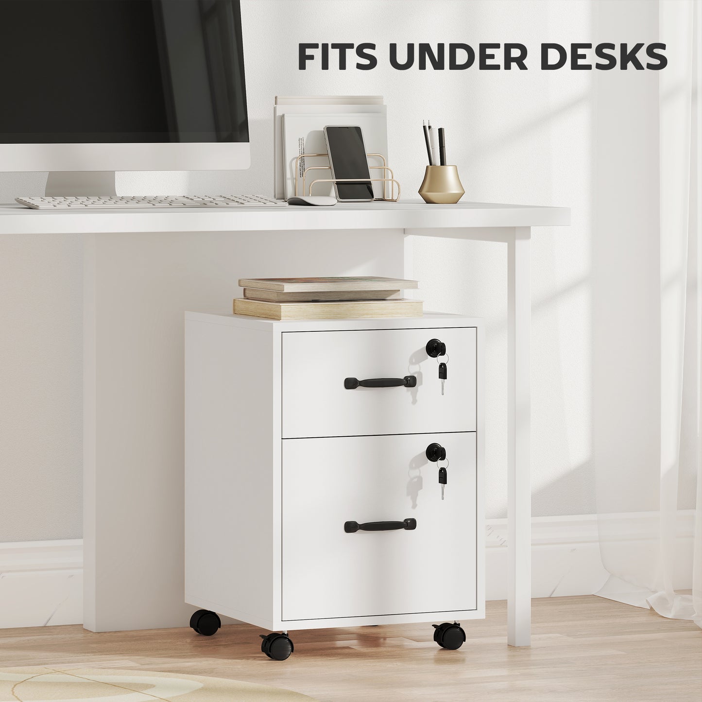 Tall Bookcase, 6-Tier Bookshelf with 3 Adjustable Shelves, White