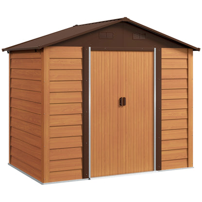 7.7x6.4ft Garden Shed, Tool Storage Sliding Door Wood Effect