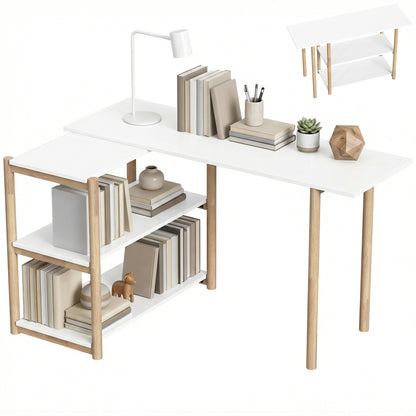 Computer Desk with Storage Shelves 150 cm White/Oak