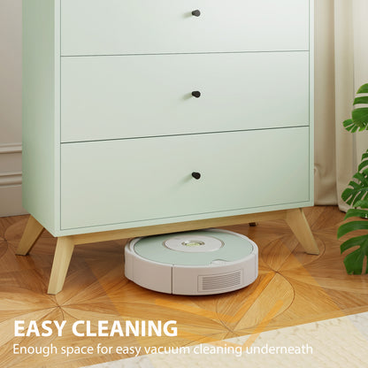 Chest of Drawers, 4 Drawer Storage Cabinet Floor Tower Cupboard for Bedroom Living Room, Light Green and Oak