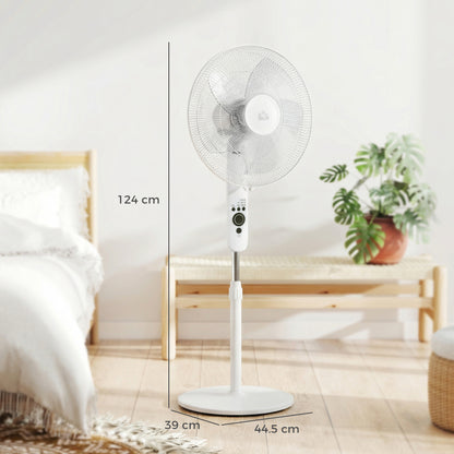 18" Pedestal Fan with Sleep Mode, Oscillating Standing Fan, White
