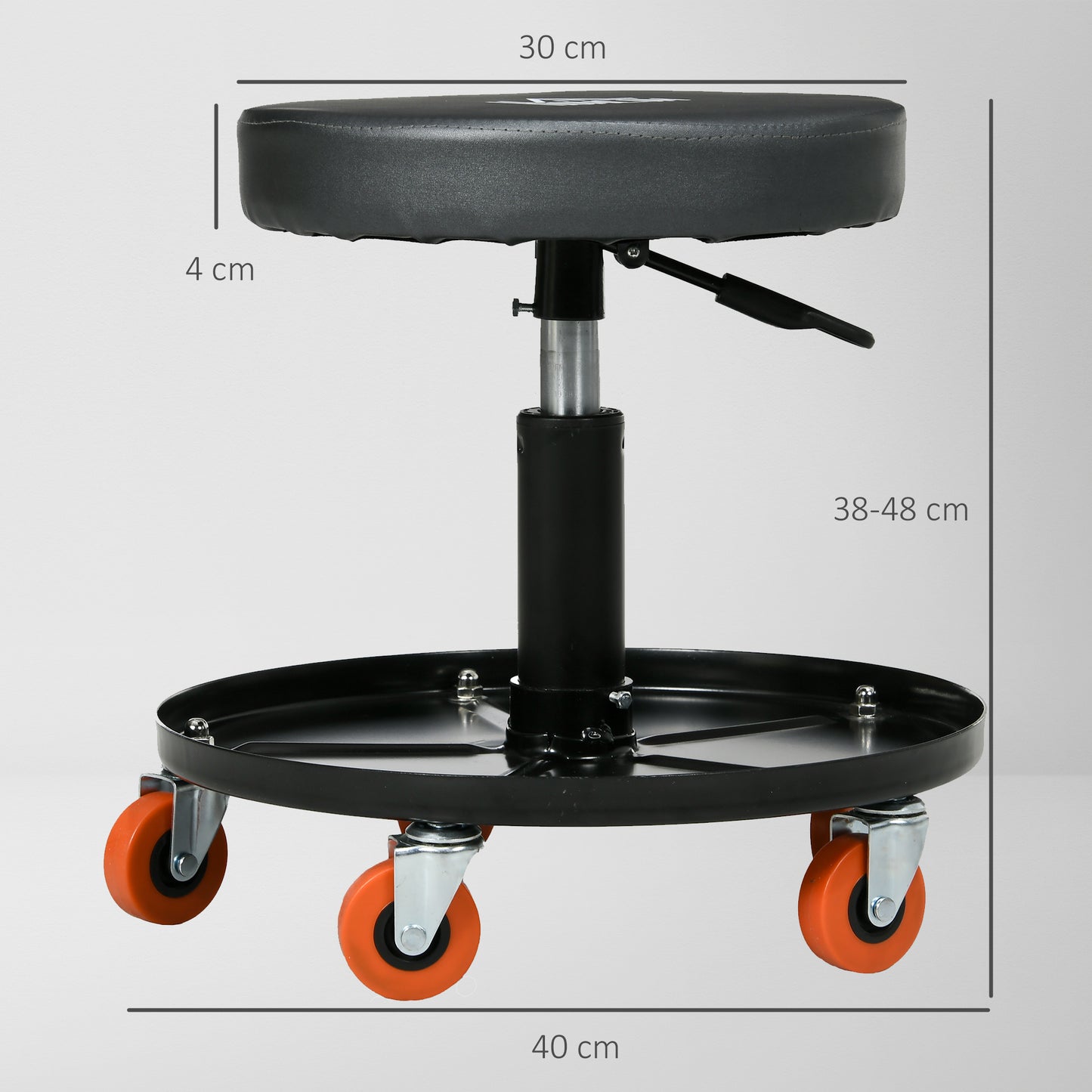 Pneumatic Adjustable Mechanic Stool w/ Tool Tray, Wheels